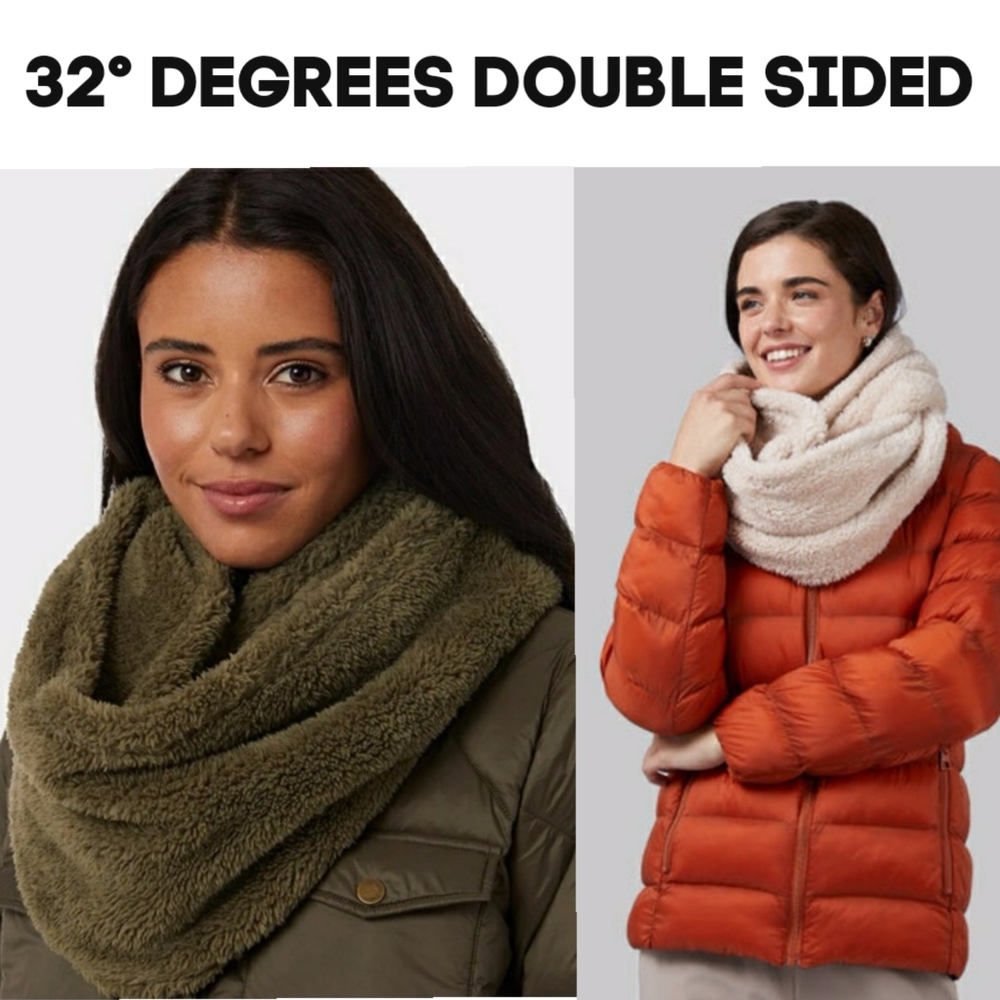32° Degrees Faux Double Sided Plush Sherpa Infinity Warm Winter Long Scarf OS - Picture 1 of 15